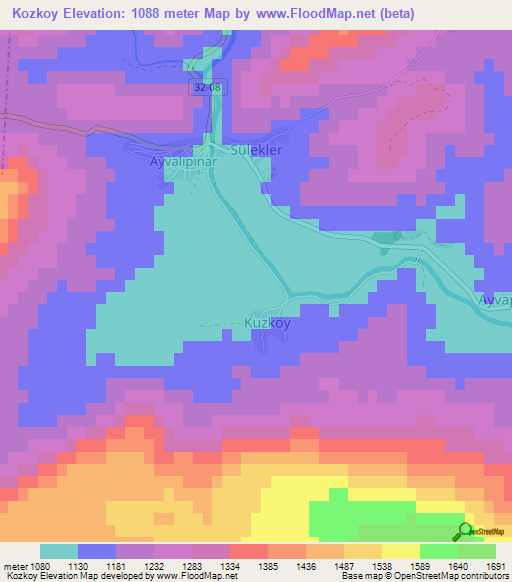 Kozkoy,Turkey Elevation Map