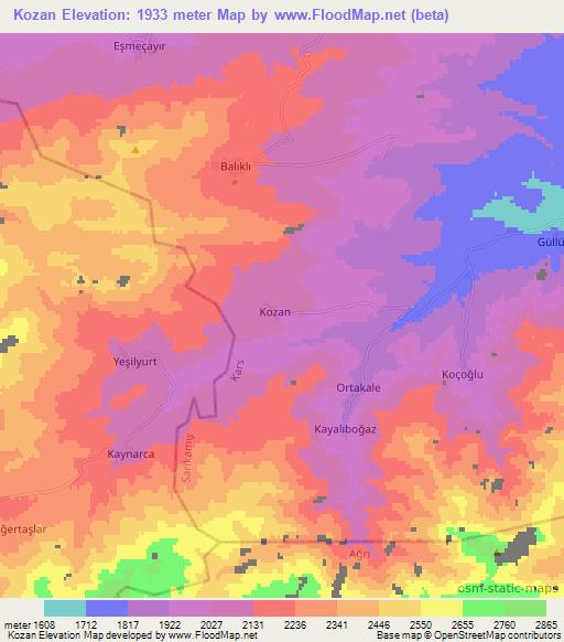 Kozan,Turkey Elevation Map