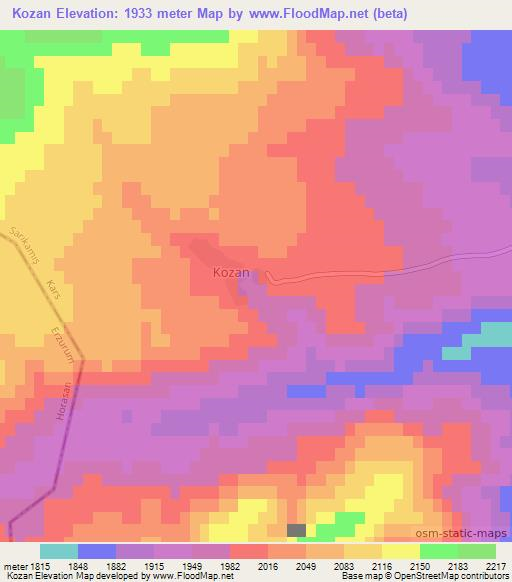 Kozan,Turkey Elevation Map