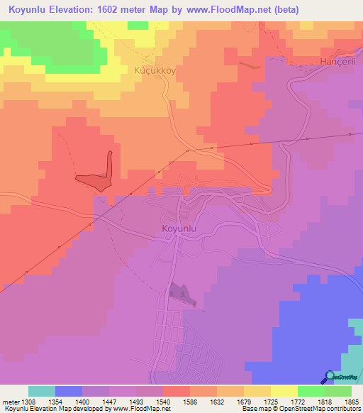 Koyunlu,Turkey Elevation Map