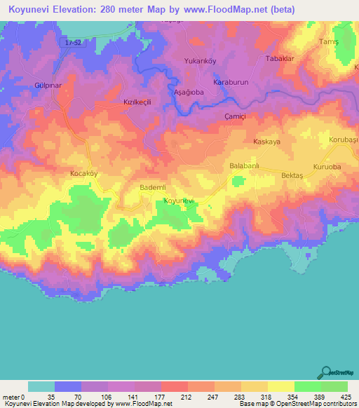 Koyunevi,Turkey Elevation Map