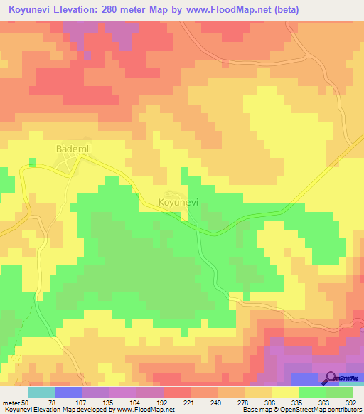 Koyunevi,Turkey Elevation Map