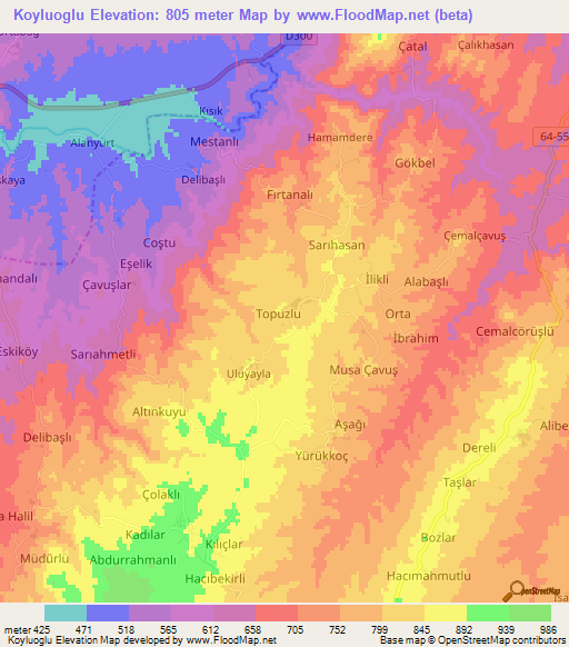 Koyluoglu,Turkey Elevation Map