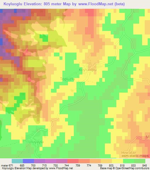 Koyluoglu,Turkey Elevation Map