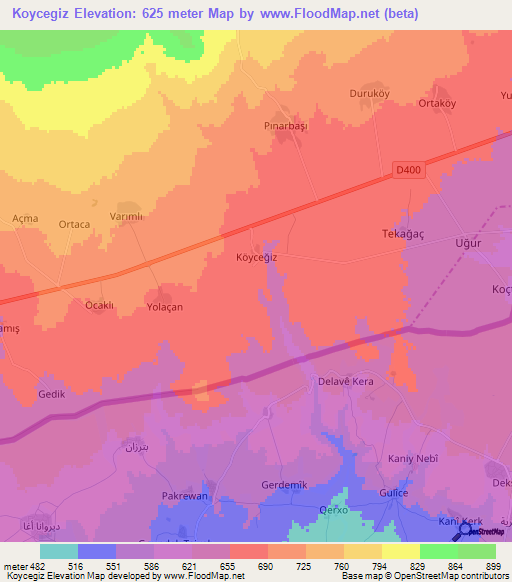 Koycegiz,Turkey Elevation Map