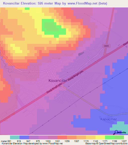 Kovancilar,Turkey Elevation Map