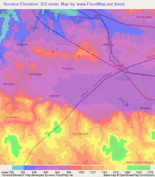 Kovalca,Turkey Elevation Map