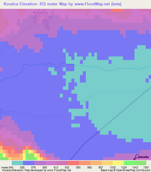 Kovalca,Turkey Elevation Map