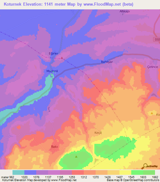 Koturnek,Turkey Elevation Map