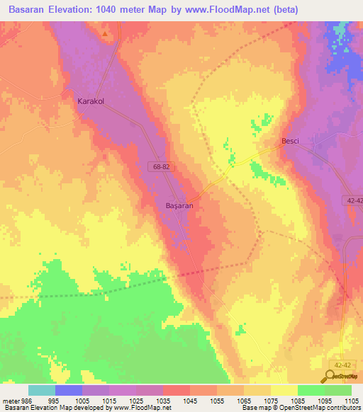 Basaran,Turkey Elevation Map