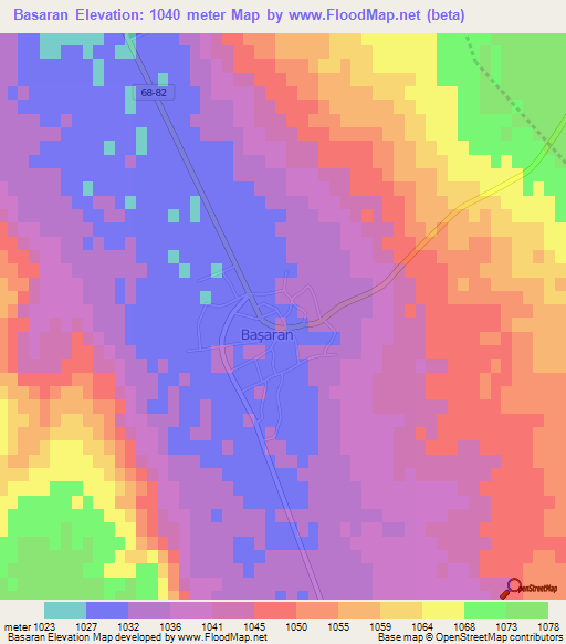 Basaran,Turkey Elevation Map