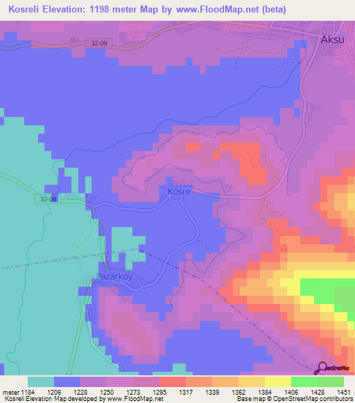 Kosreli,Turkey Elevation Map