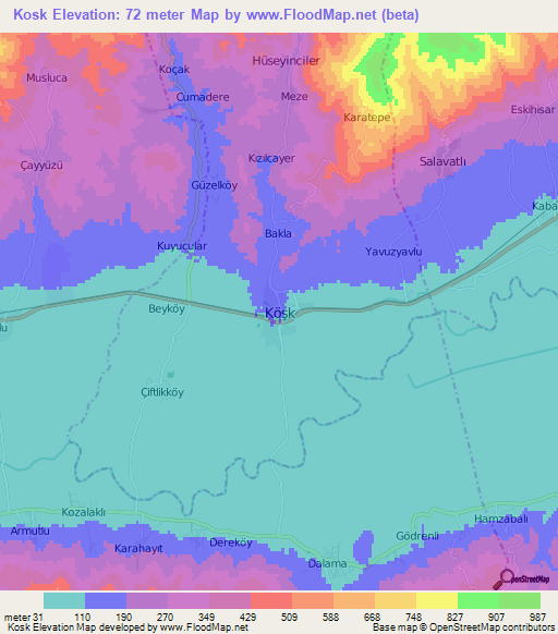 Kosk,Turkey Elevation Map