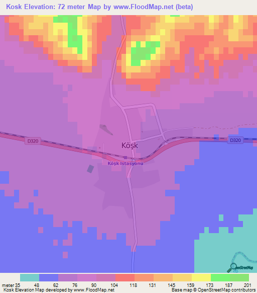 Kosk,Turkey Elevation Map