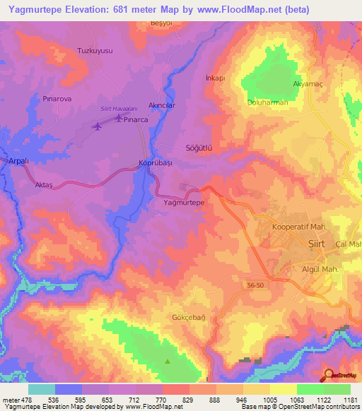 Yagmurtepe,Turkey Elevation Map