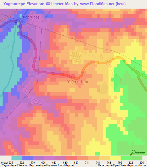 Yagmurtepe,Turkey Elevation Map