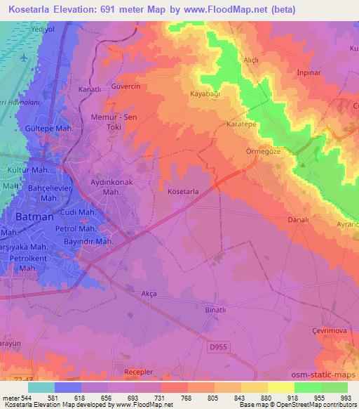 Kosetarla,Turkey Elevation Map