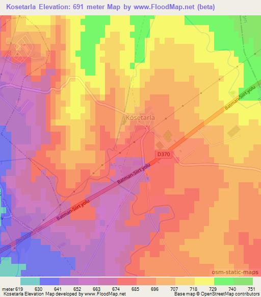 Kosetarla,Turkey Elevation Map