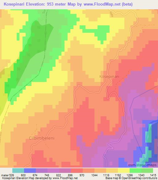 Kosepinari,Turkey Elevation Map