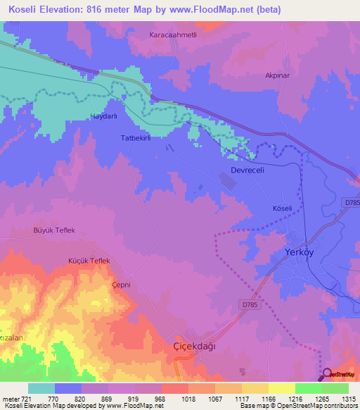 Koseli,Turkey Elevation Map