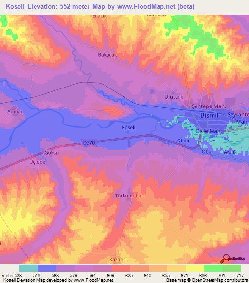 Koseli,Turkey Elevation Map