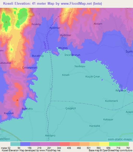 Koseli,Turkey Elevation Map