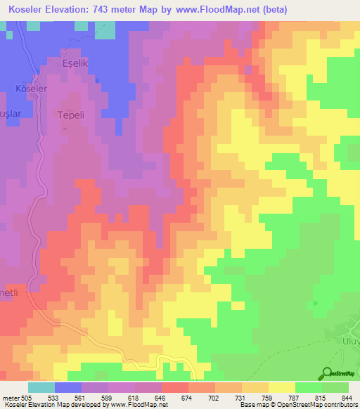 Koseler,Turkey Elevation Map