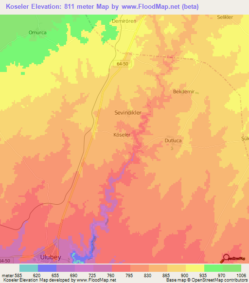 Koseler,Turkey Elevation Map