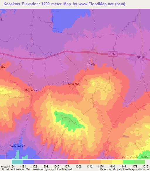 Kosektas,Turkey Elevation Map