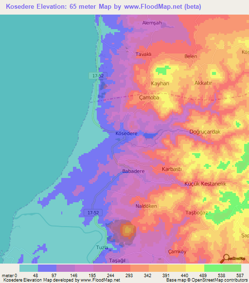 Kosedere,Turkey Elevation Map