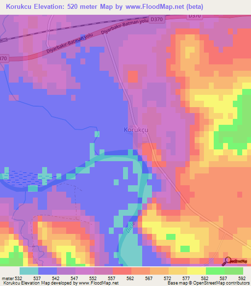 Korukcu,Turkey Elevation Map