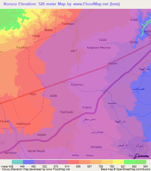 Korucu,Turkey Elevation Map