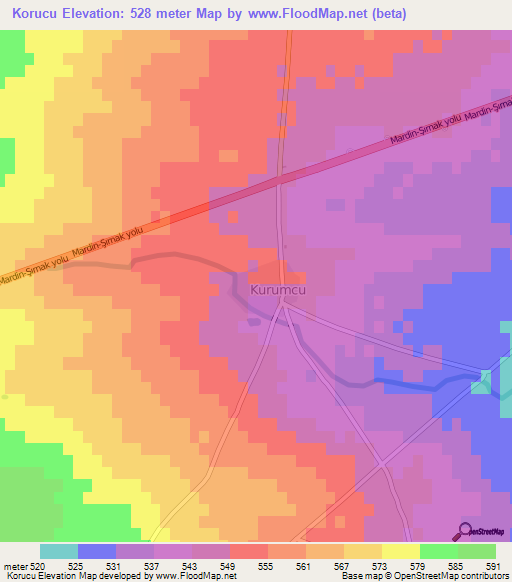 Korucu,Turkey Elevation Map