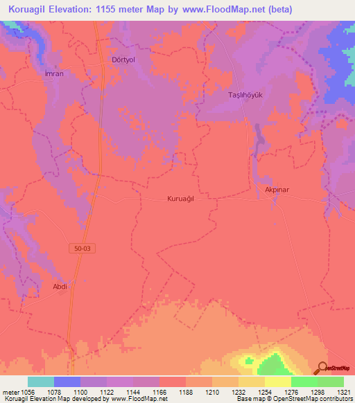 Koruagil,Turkey Elevation Map