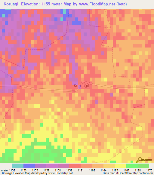 Koruagil,Turkey Elevation Map