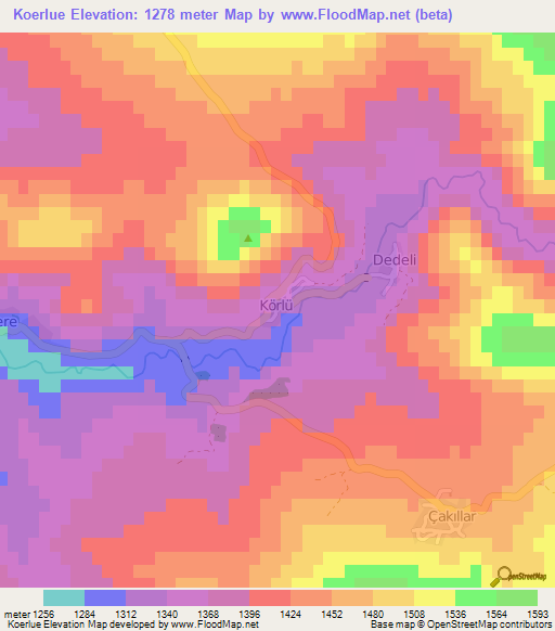 Koerlue,Turkey Elevation Map