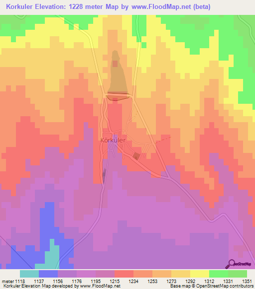 Korkuler,Turkey Elevation Map