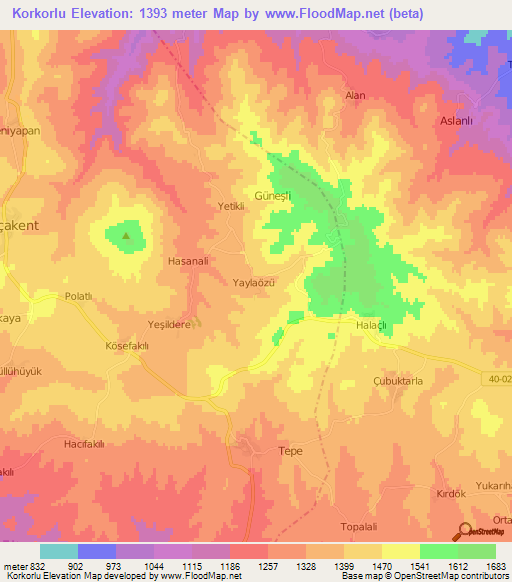 Korkorlu,Turkey Elevation Map