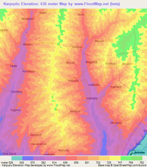 Karpuzlu,Turkey Elevation Map