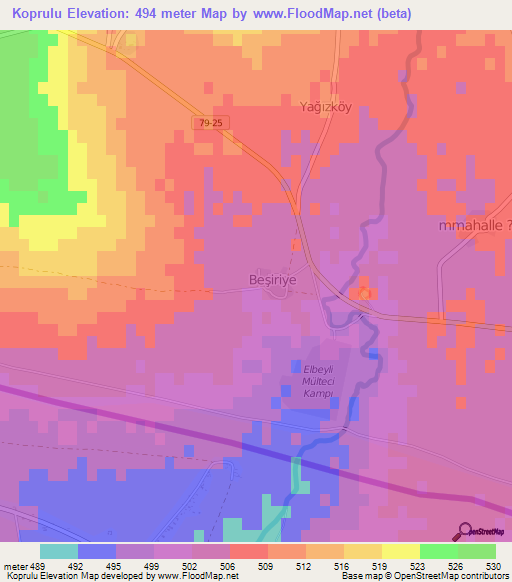 Koprulu,Turkey Elevation Map