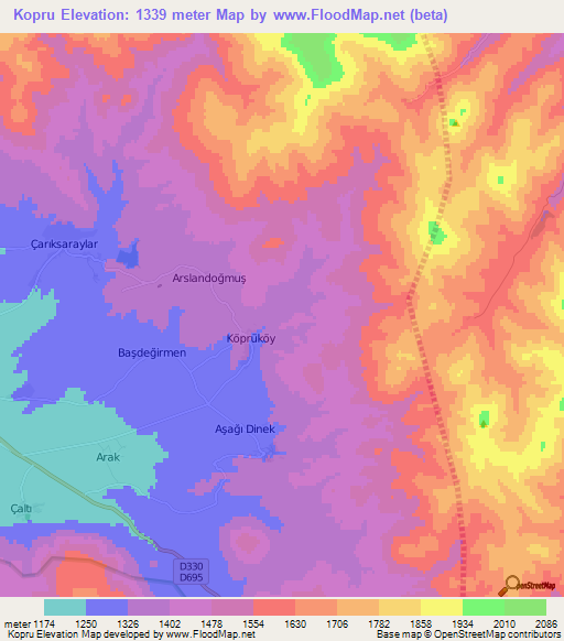 Kopru,Turkey Elevation Map