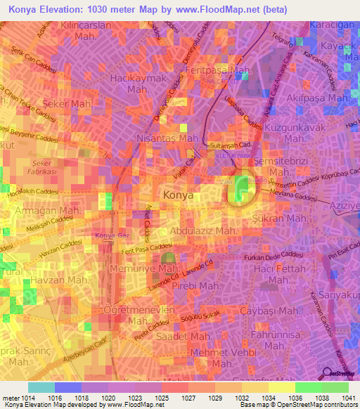 Konya,Turkey Elevation Map