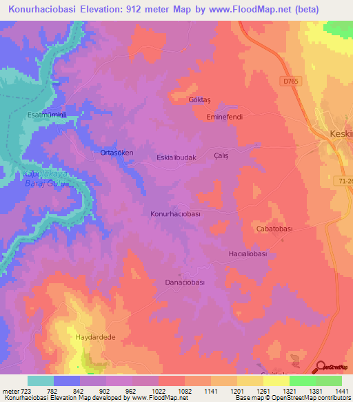 Konurhaciobasi,Turkey Elevation Map