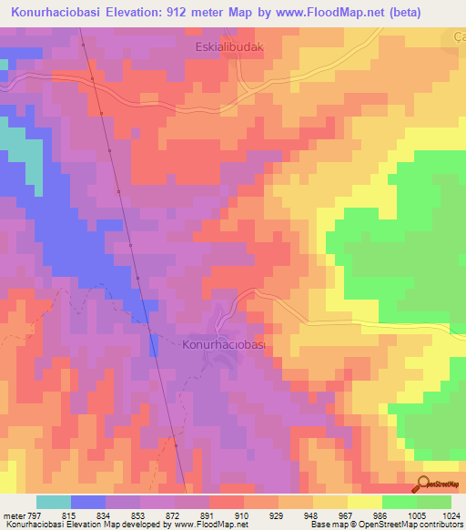 Konurhaciobasi,Turkey Elevation Map