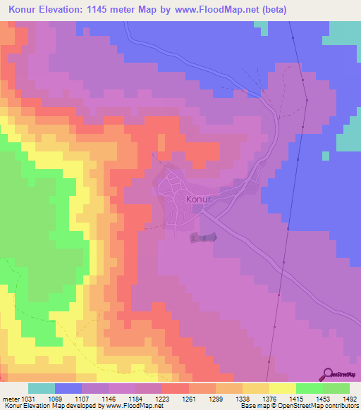 Konur,Turkey Elevation Map