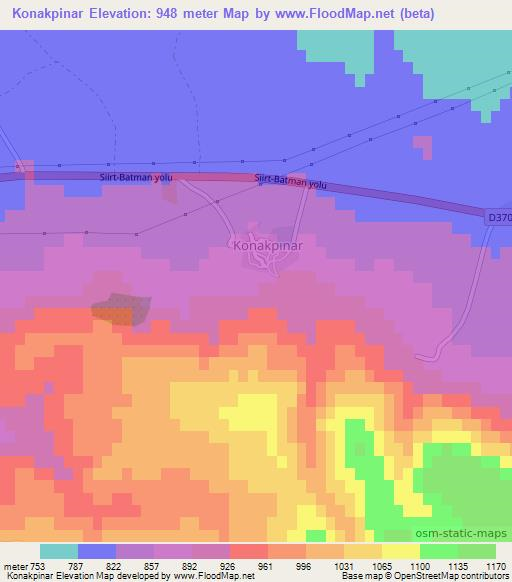 Konakpinar,Turkey Elevation Map