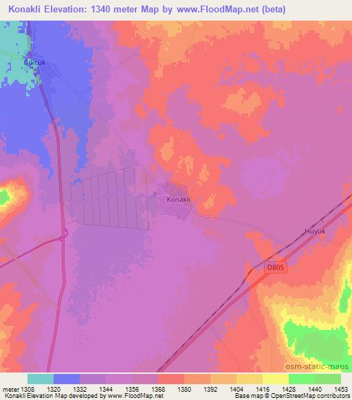 Konakli,Turkey Elevation Map