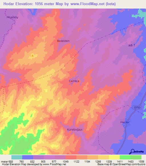 Hodar,Turkey Elevation Map