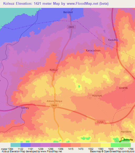 Kolsuz,Turkey Elevation Map