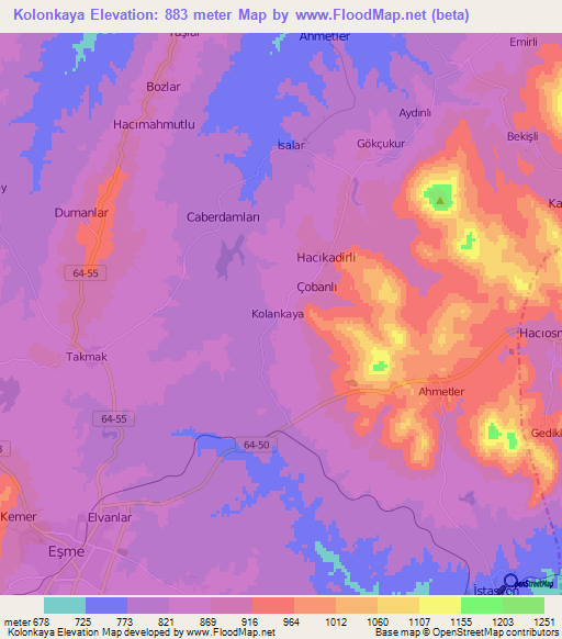 Kolonkaya,Turkey Elevation Map